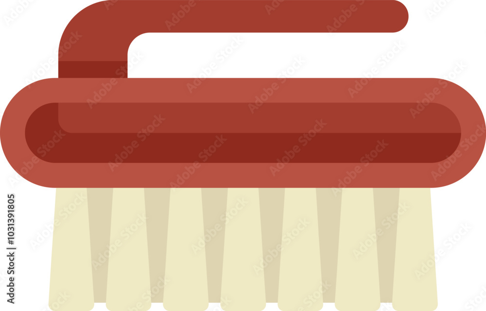 Cleaning brush with red handle is lying ready for washing and scrubbing Cleaning brush with red handle is lying ready for washing and scrubbing
