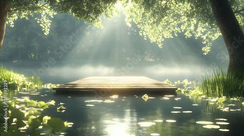 Serene lakeside scene with ...