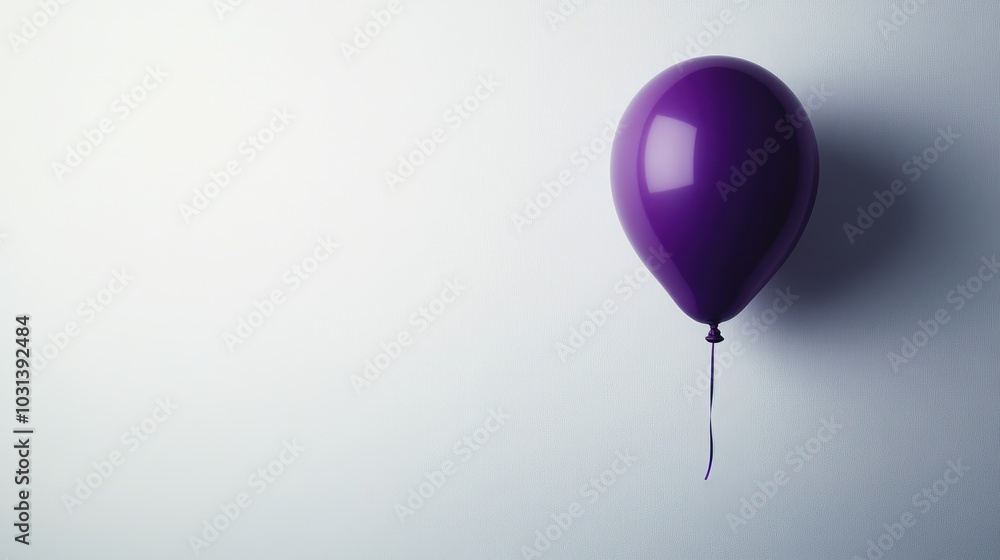 single balloon in rich purple with slight shadow on white background, creating dramatic and eye-catching focal point single balloon in rich purple with slight shadow on white background, creating dramatic and eye-catching focal point
