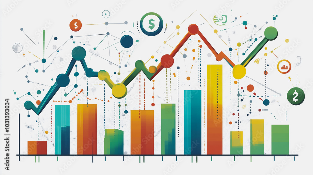 Abstract white background with Colorful charts and graphs with statistics to innovative analyze business potential and forecast future development of companies growth. Abstract white background with Colorful charts and graphs with statistics to innovative analyze business potential and forecast future development of companies growth.