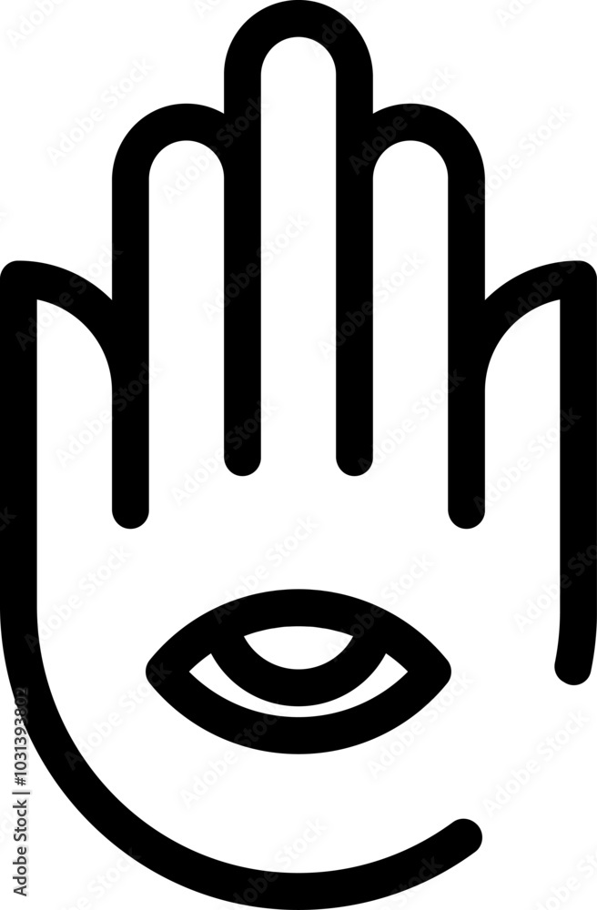 Rounded Stroke HAMSA HAND Icon Rounded Stroke HAMSA HAND Icon