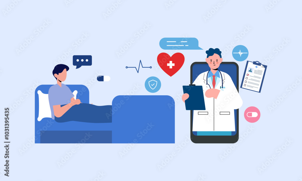 Telemedicine concept vector illustration. Doctor concept Telemedicine concept vector illustration. Doctor concept