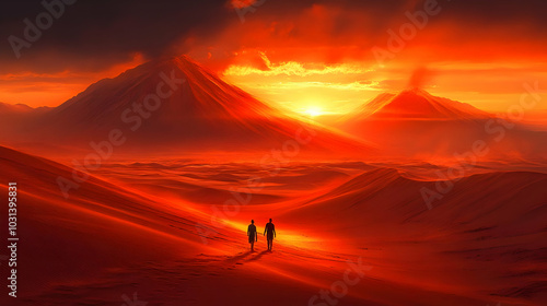 Two figures walking through...