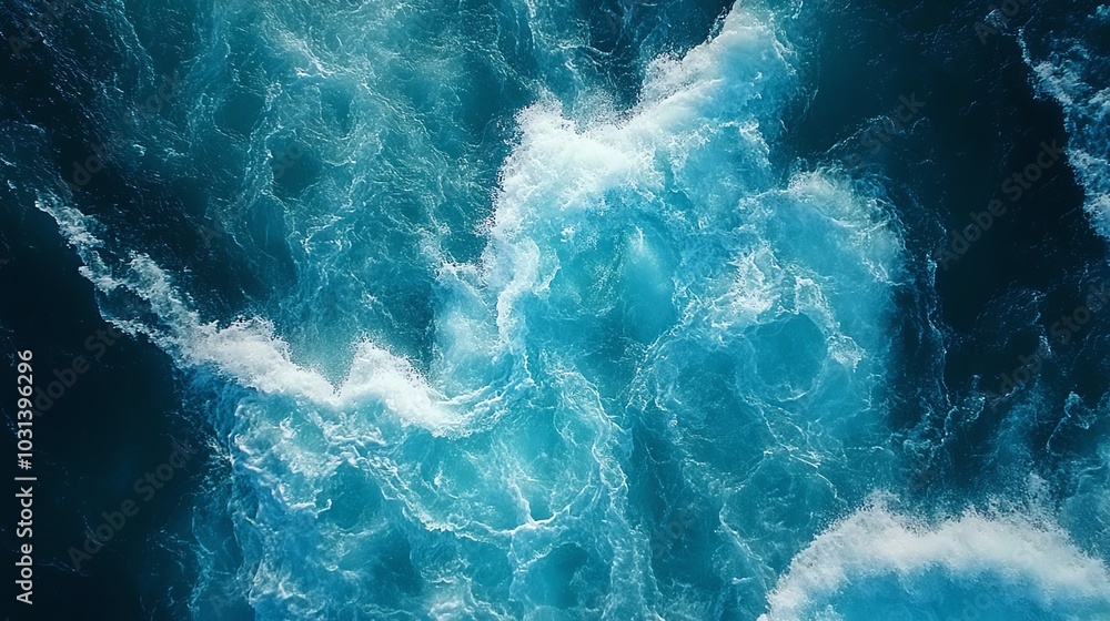 Vibrant ocean waves with deep blue and turquoise hues. Vibrant ocean waves with deep blue and turquoise hues.