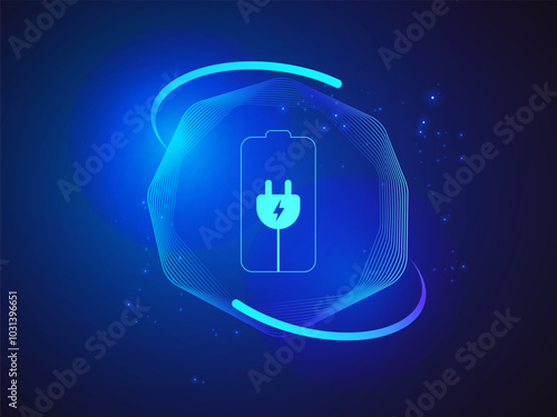 Electric Vehicle battery charging Status Dashboard Interface with battery symbol in Abstract Technology Circle Wave Moving Analysis vector design concept. Battery charging dashboard for ui, ev car.