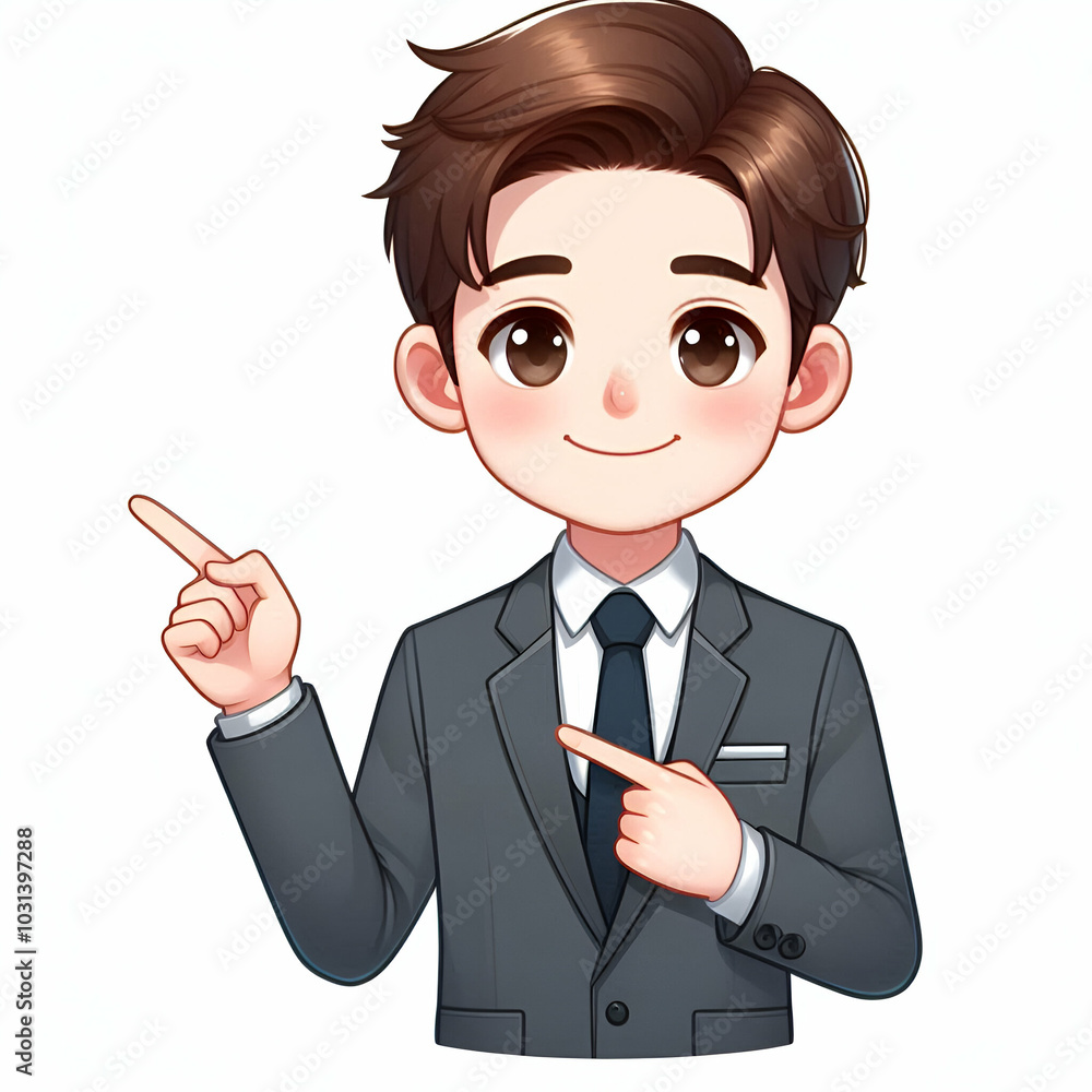 cartoon business person pointing to the left cartoon business person pointing to the left