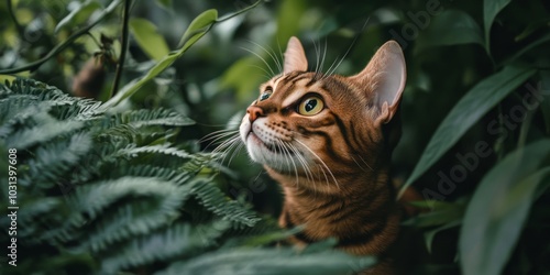 Wallpaper Mural Bengal cat exploring the jungle with curiosity and agility, Bengal cat, explorer, wild, adventure, nature, curious, agility Torontodigital.ca