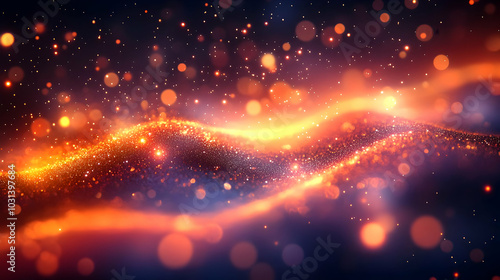 Abstract glowing waves with...
