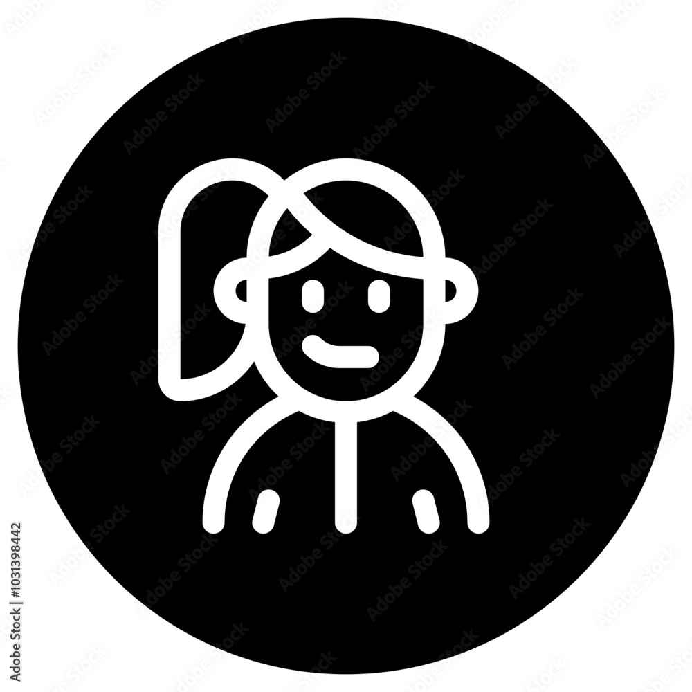 Editable sporty girl with ponytail hairstyle avatar vector icon. User, profile, identity, persona. Part of a big icon set family. Perfect for web and app interfaces, presentations, infographics, etc Editable sporty girl with ponytail hairstyle avatar vector icon. User, profile, identity, persona. Part of a big icon set family. Perfect for web and app interfaces, presentations, infographics, etc