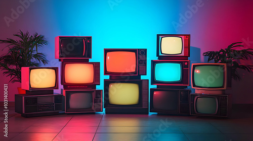 Vintage televisions arrange...
