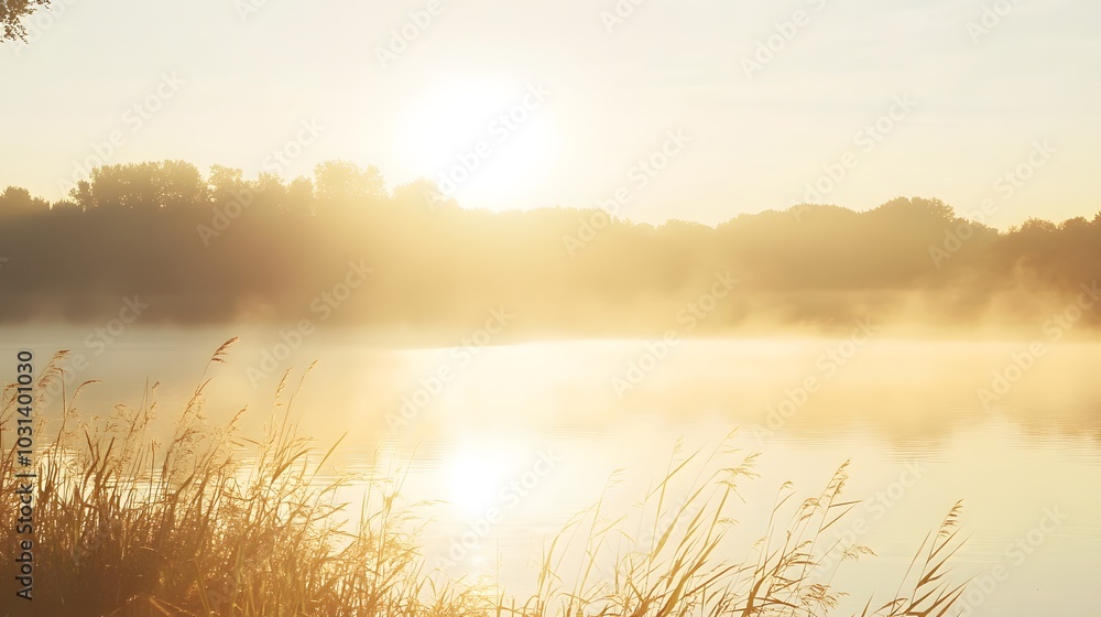 Hazy Sunlight Over Riverbank Hazy Sunlight Over Riverbank