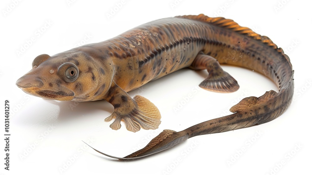 Fototapeta premium A Water Animal on White Background Image - a charming and engaging visual. The water animal on a pristine white background creates an appealing and interesting scene.