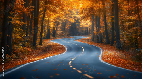 Winding road through a vibr...