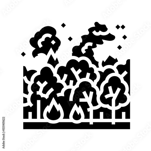 burning forest wildfire disaster glyph icon vector. burning forest wildfire disaster sign. isolated symbol illustration