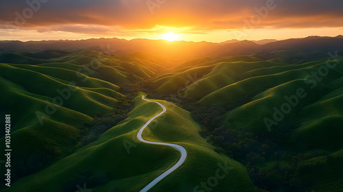 Serene landscape with rolli...