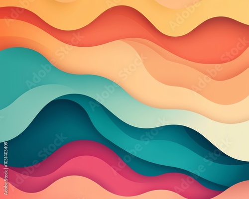 Colorful abstract wave pattern with harmonious flowing lines in vibrant hues. Perfect for backgrounds, design, and artistic projects.