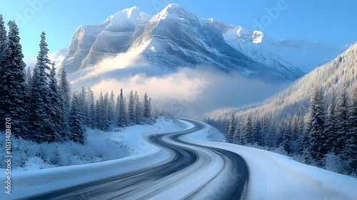 Serene winter landscape wit...