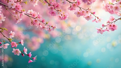 Minimalist cherry blossom in spring background with heart shaped sweet