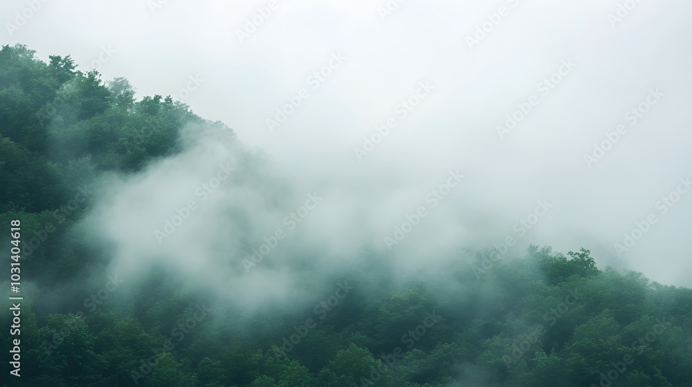 Morning Mist in Dense Forest Morning Mist in Dense Forest