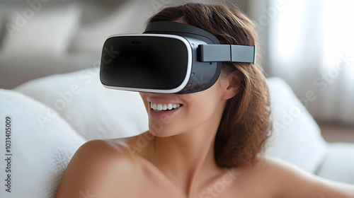 Woman enjoying virtual real...