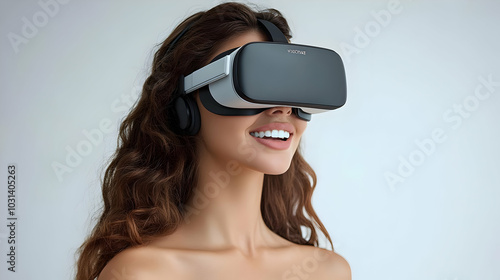 Woman wearing virtual reali...