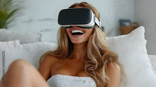 Woman enjoying virtual real...