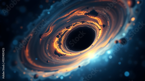 İllustration of black hole in universe. AI generated image, ai.