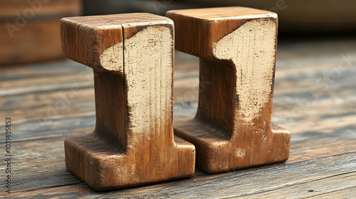 Two wooden blocks shaped li...