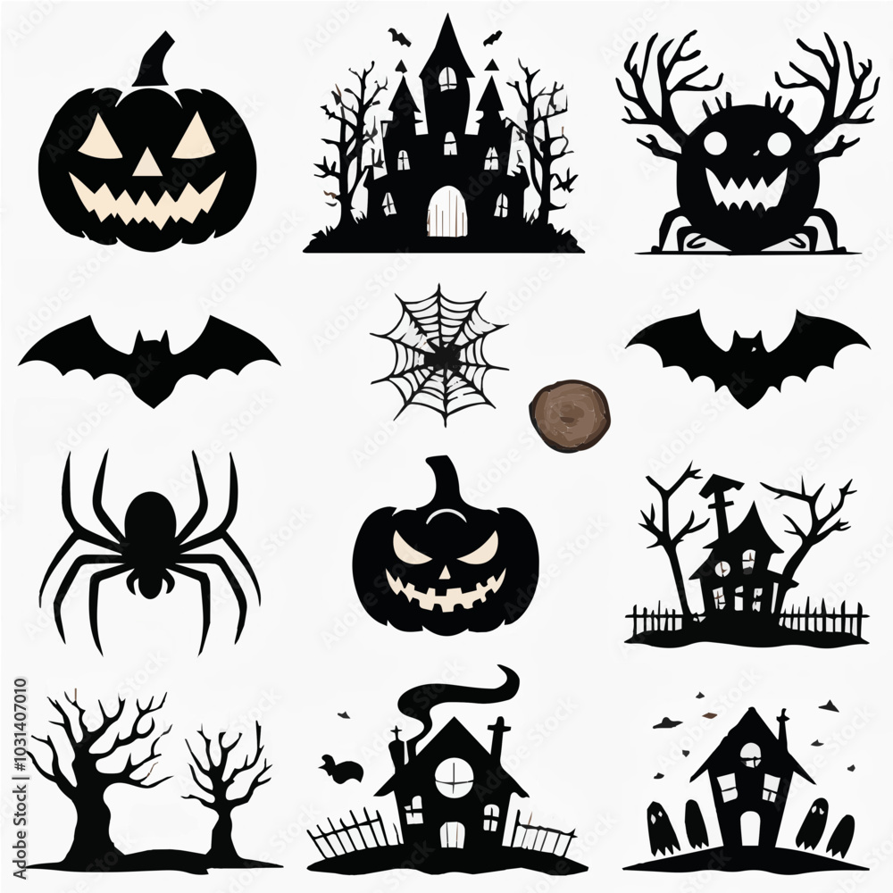 Obraz premium halloween icons set