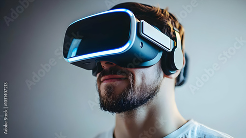 Man wearing virtual reality...