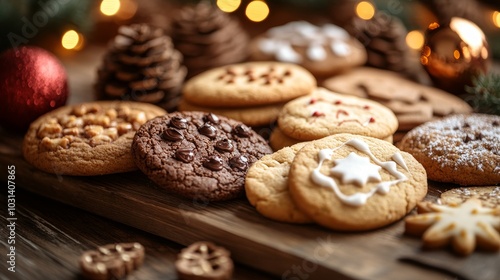 Festive assortment of decorated Christmas cookies