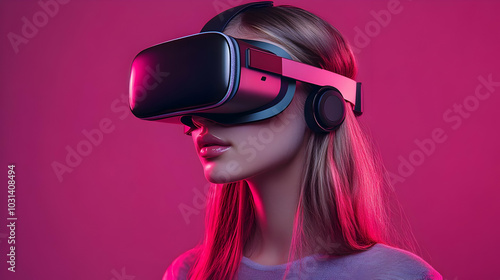 A person wearing a VR heads...