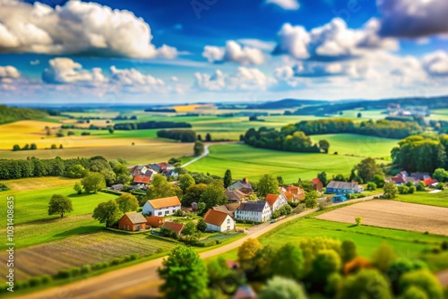 Flat Europe Day Background with Tilt-Shift Effect for Travel and Landscape Photography