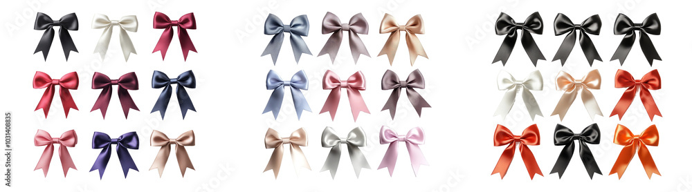 Colorful bows isolated on transparent PNG background perfect for decorative designs Colorful bows isolated on transparent PNG background perfect for decorative designs
