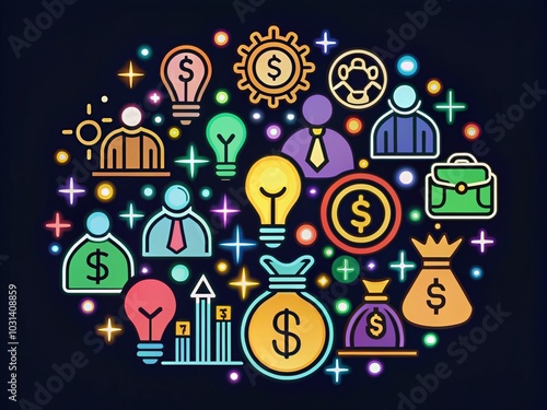 Flat Style Crowd Funding Icon Set for Modern Marketing and Design Needs