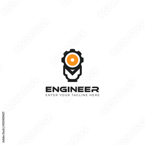 Gear mascot logo design with engineer mascot. Logo engineering concept 