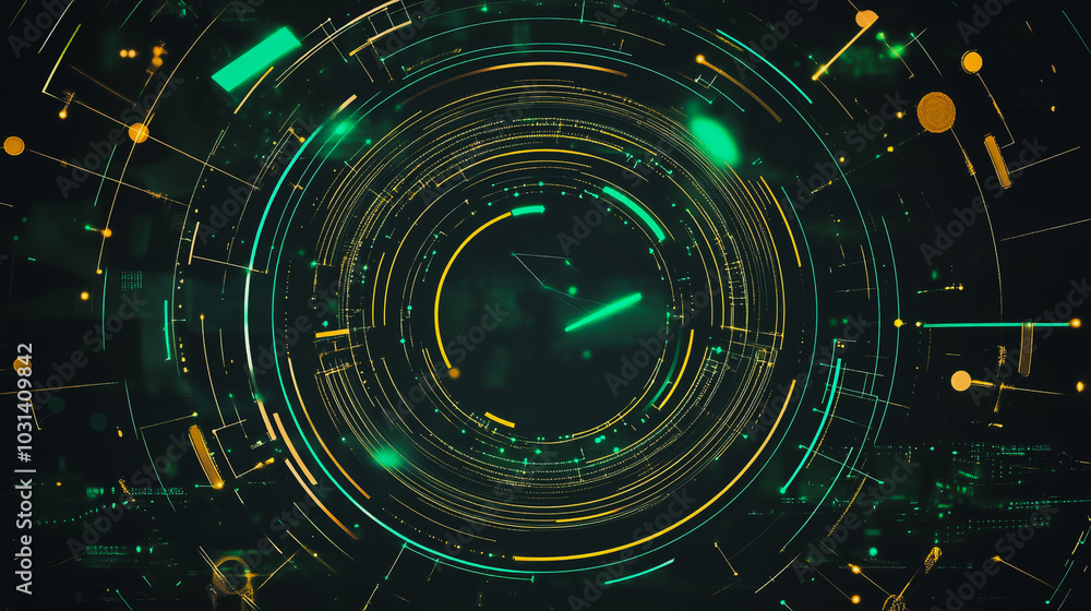 Abstract black background with Colorful circle lines. Digital future technology . Abstract business connection of lines from nodes innovation of communication in the network. Abstract black background with Colorful circle lines. Digital future technology . Abstract business connection of lines from nodes innovation of communication in the network.