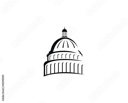US Capitol dome vector logo black and white