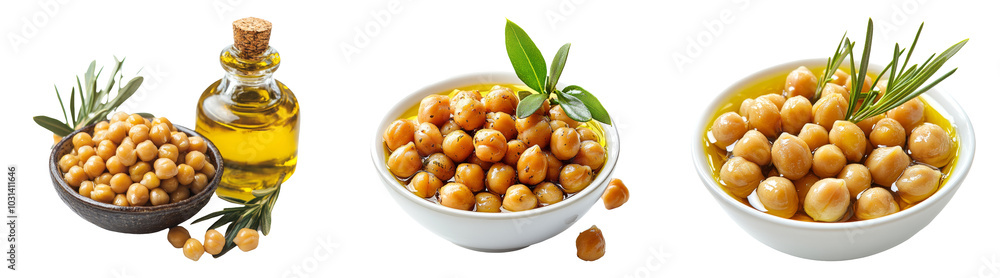 Chickpeas with olive oil isolated on transparent PNG background perfect for food designs Chickpeas with olive oil isolated on transparent PNG background perfect for food designs