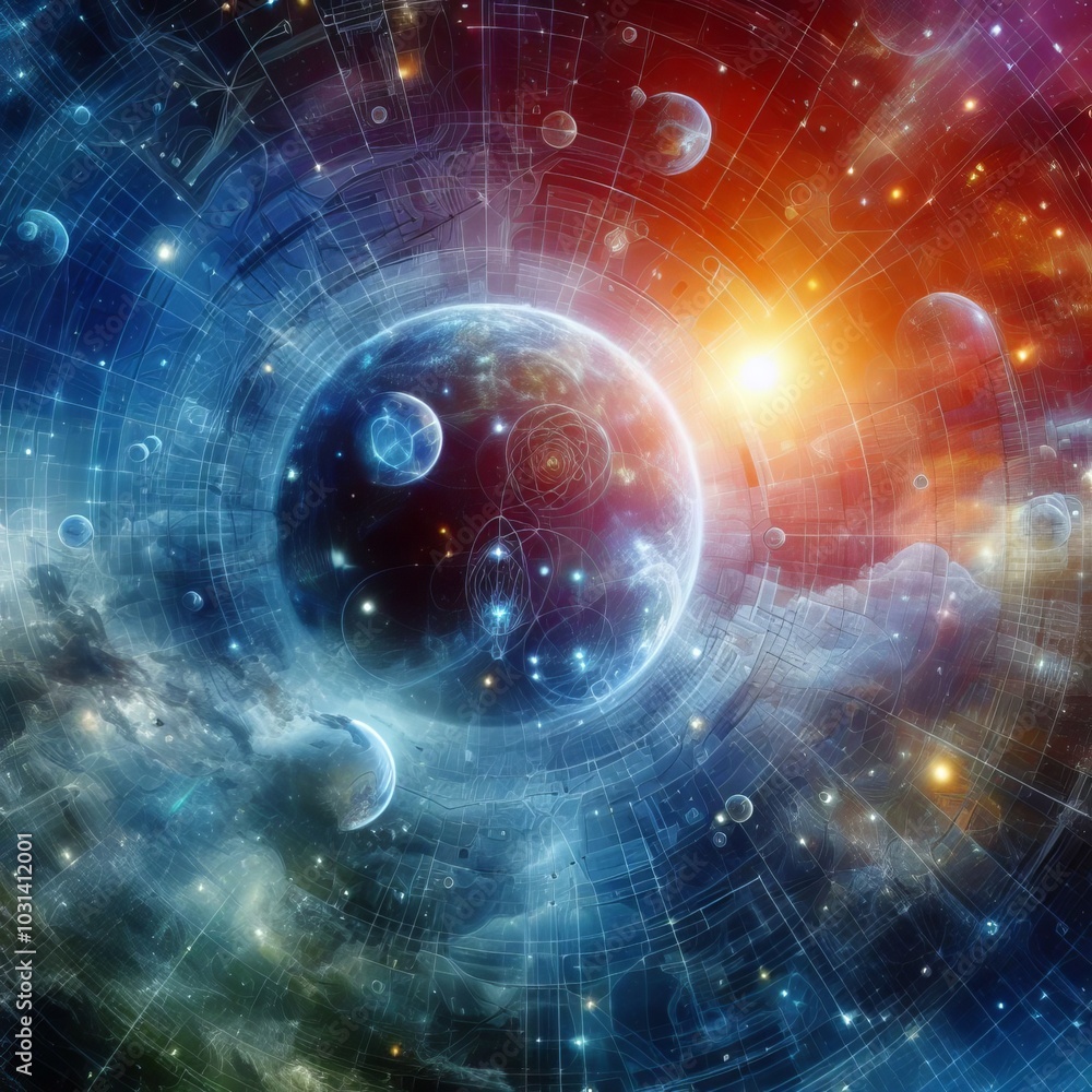 Dynamic fractal waves of light swirl through a cosmic space, blending fantasy and technology in a vibrant visualization that captures energy and movement Dynamic fractal waves of light swirl through a cosmic space, blending fantasy and technology in a vibrant visualization that captures energy and movement