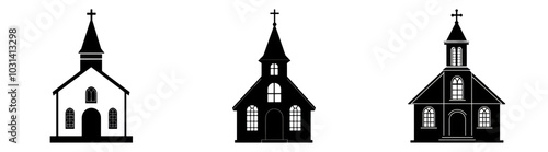 Church silhouette isolated on transparent PNG background, perfect for religious designs or architectural illustrations