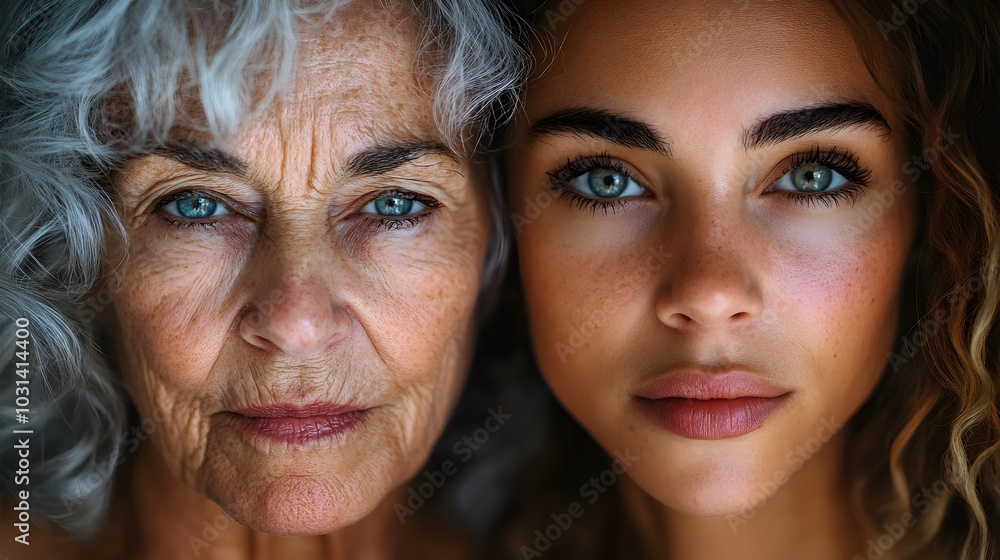 A senior woman with visible aging features like loose skin and posture shifts, morphing into a toned, youthful figure in minimalistic clothing A senior woman with visible aging features like loose skin and posture shifts, morphing into a toned, youthful figure in minimalistic clothing
