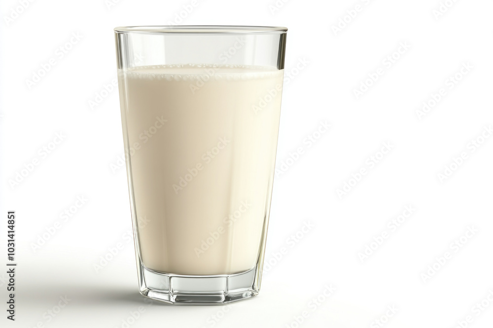 Glass of milk on white background, with drops condensing outside due to cold temperature. Glass of milk on white background, with drops condensing outside due to cold temperature.