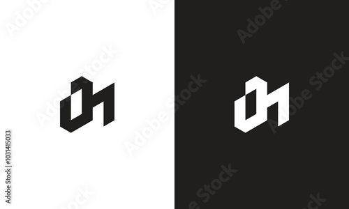 OH logo, monogram unique logo, black and white logo, premium elegant logo, letter OH Vector