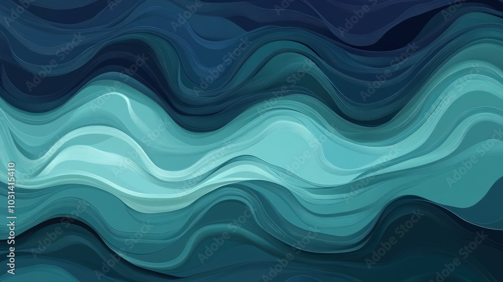 Abstract Teal and Blue Swirling Waves Abstract Teal and Blue Swirling Waves