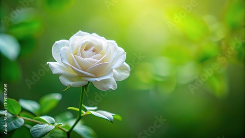 Small white rose flowers on green background