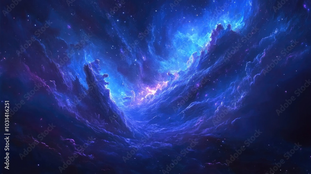 Cosmic Nebula: Swirling Clouds of Blue and Purple in a Starry Sky Cosmic Nebula: Swirling Clouds of Blue and Purple in a Starry Sky