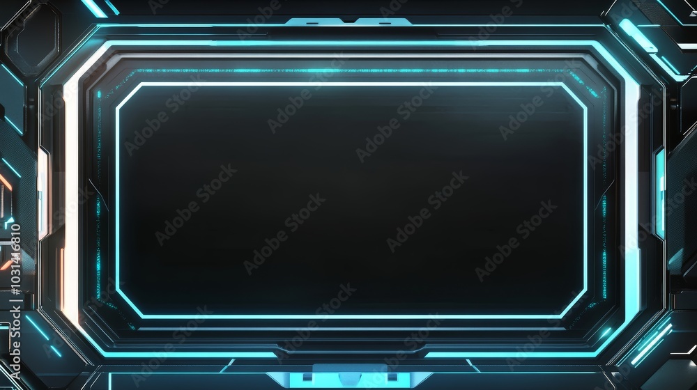 Futuristic Tech Frame with Neon Lights and White Space for Design Futuristic Tech Frame with Neon Lights and White Space for Design