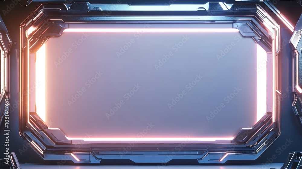 Futuristic Sci Fi Frame with Glowing Neon Lights Futuristic Sci Fi Frame with Glowing Neon Lights