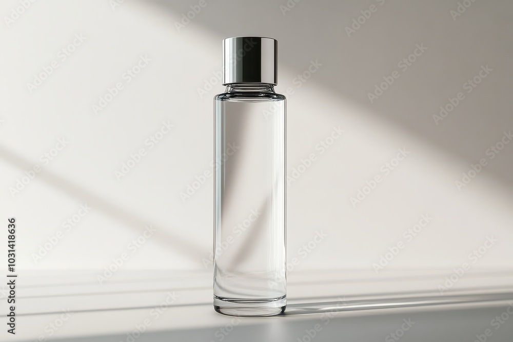 Glass Bottle with Silver Cap Mockup. Glass Bottle with Silver Cap Mockup.